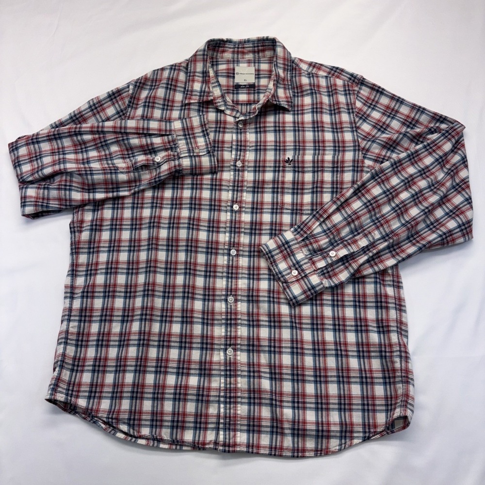 Adriano Goldschmied Shirt Men's XL Slim Plaid Casual Long-Sleeve Button Up